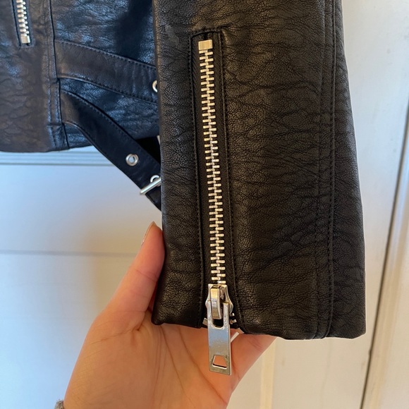 Faux leather jacket w/ silver hardware - Picture 5 of 6